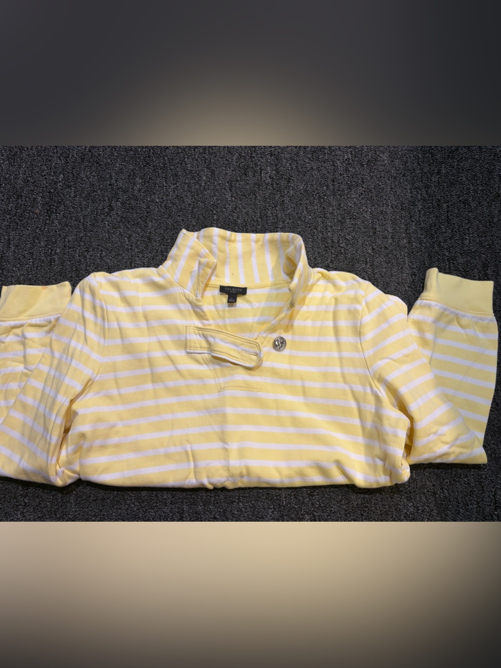 Talbots Yellow and White Striped Polo Top